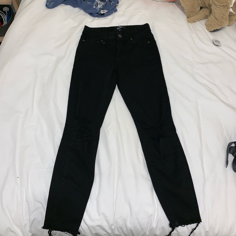 Distressed Black Denim Jeans Paige
